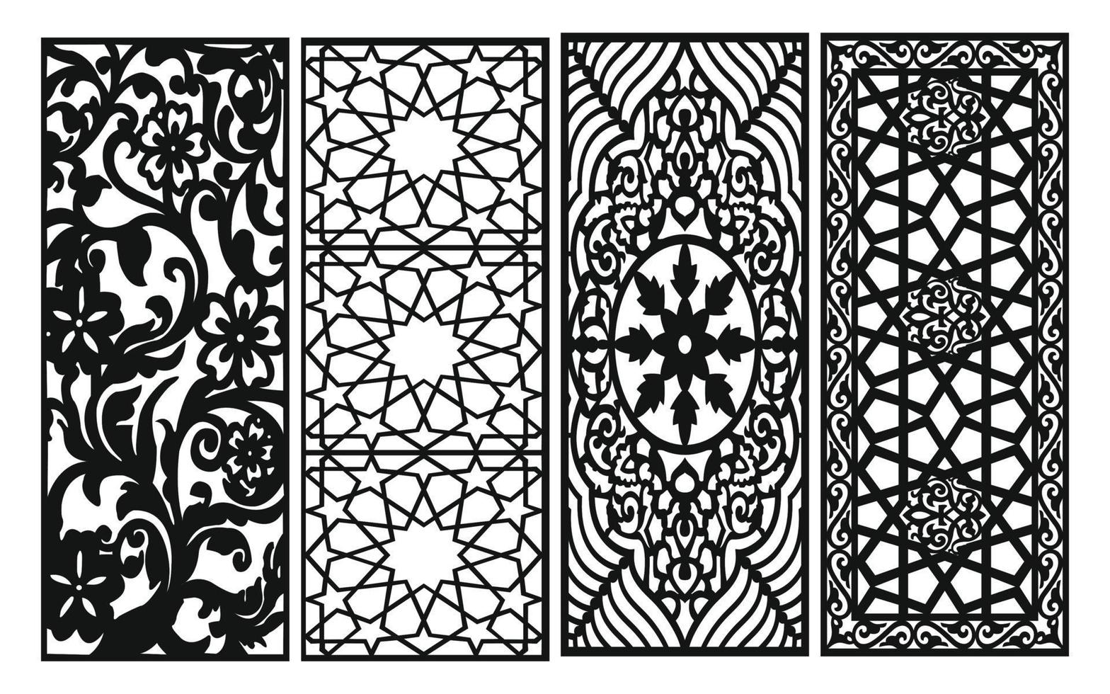 Decorative floral patterns, geometric template for cnc laser cutting vector