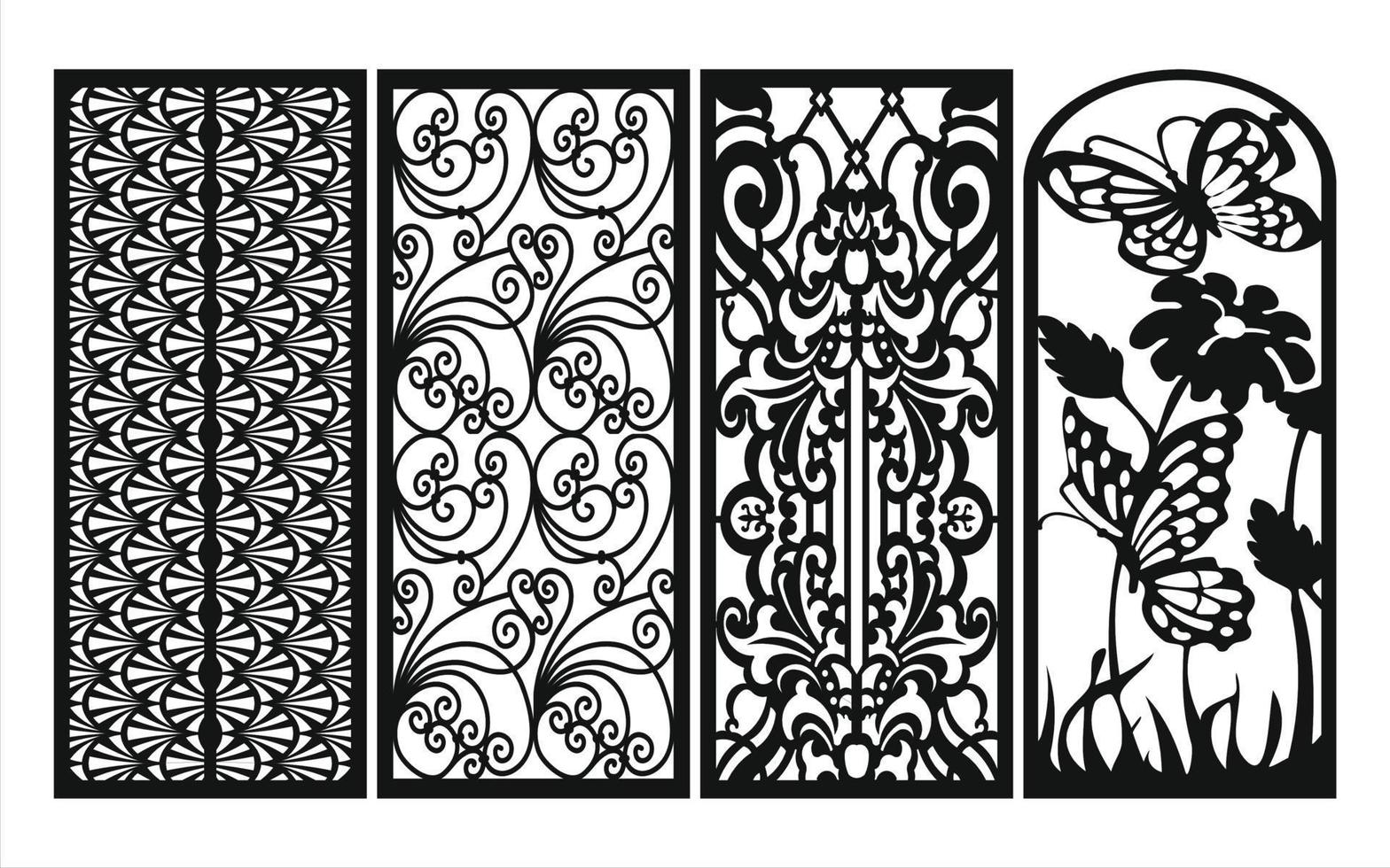 Decorative floral patterns, geometric template for cnc laser cutting vector