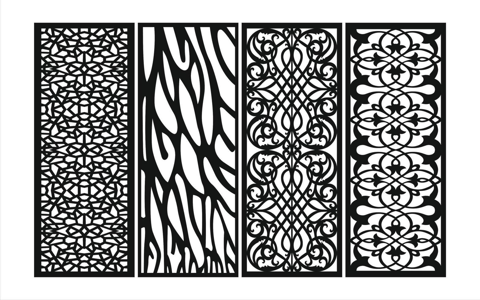 Decorative floral patterns, geometric template for cnc laser cutting vector