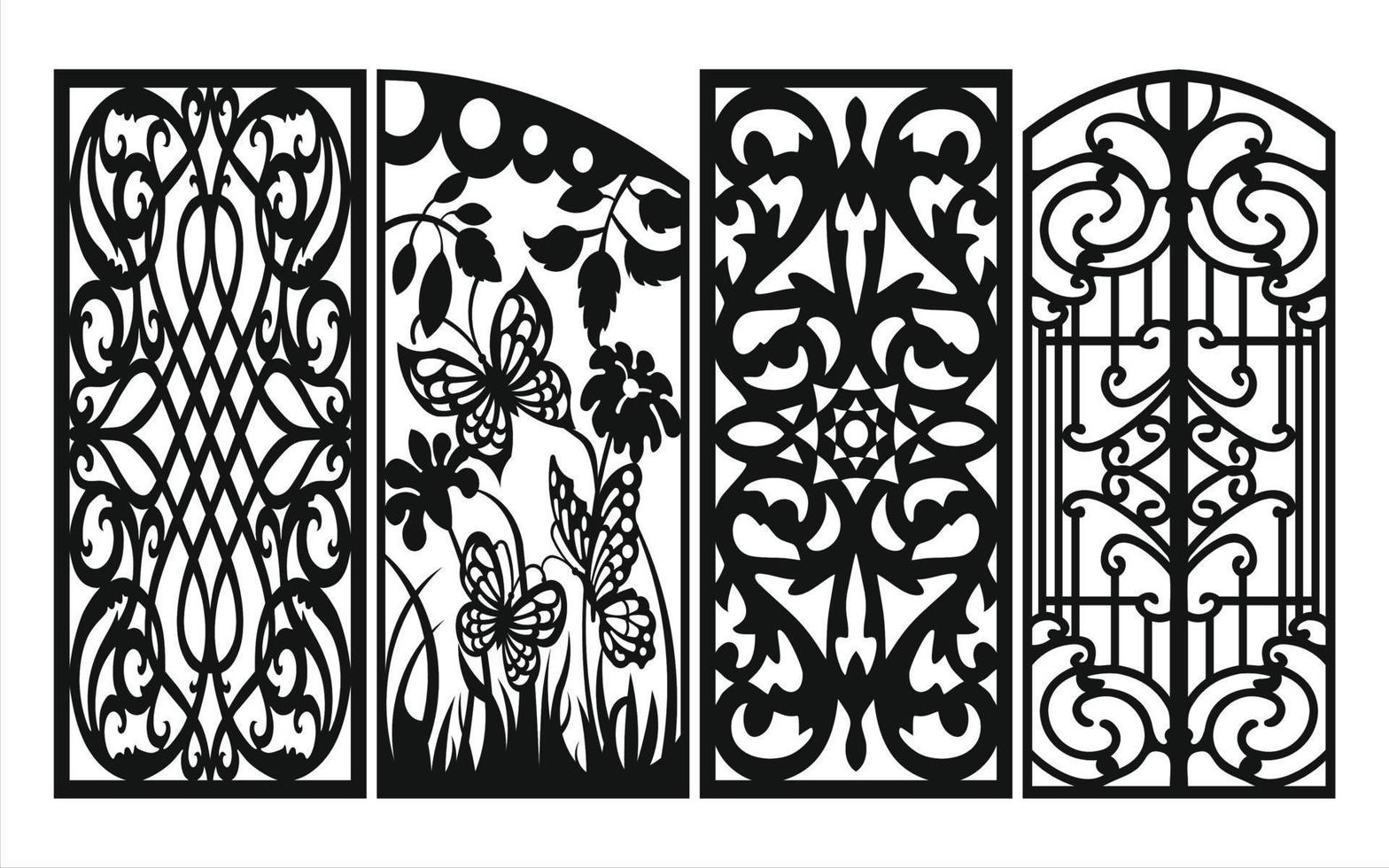 patrones florales decorativos, plantilla geométrica para corte por láser cnc vector