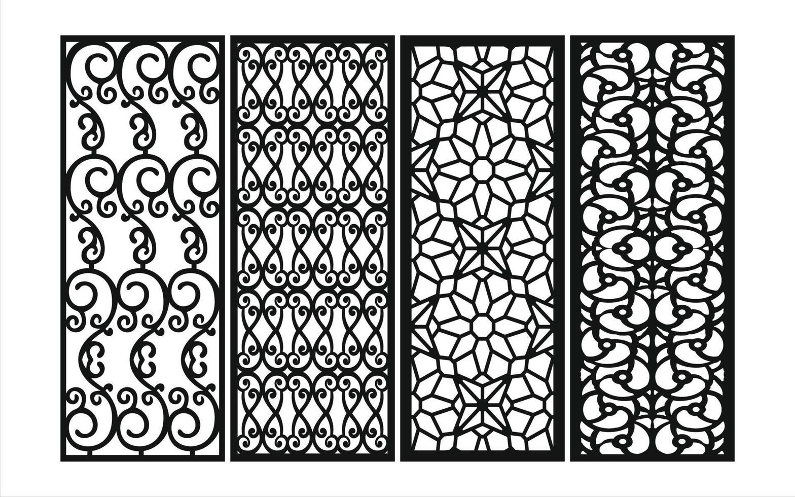 Decorative floral patterns, geometric template for cnc laser cutting vector