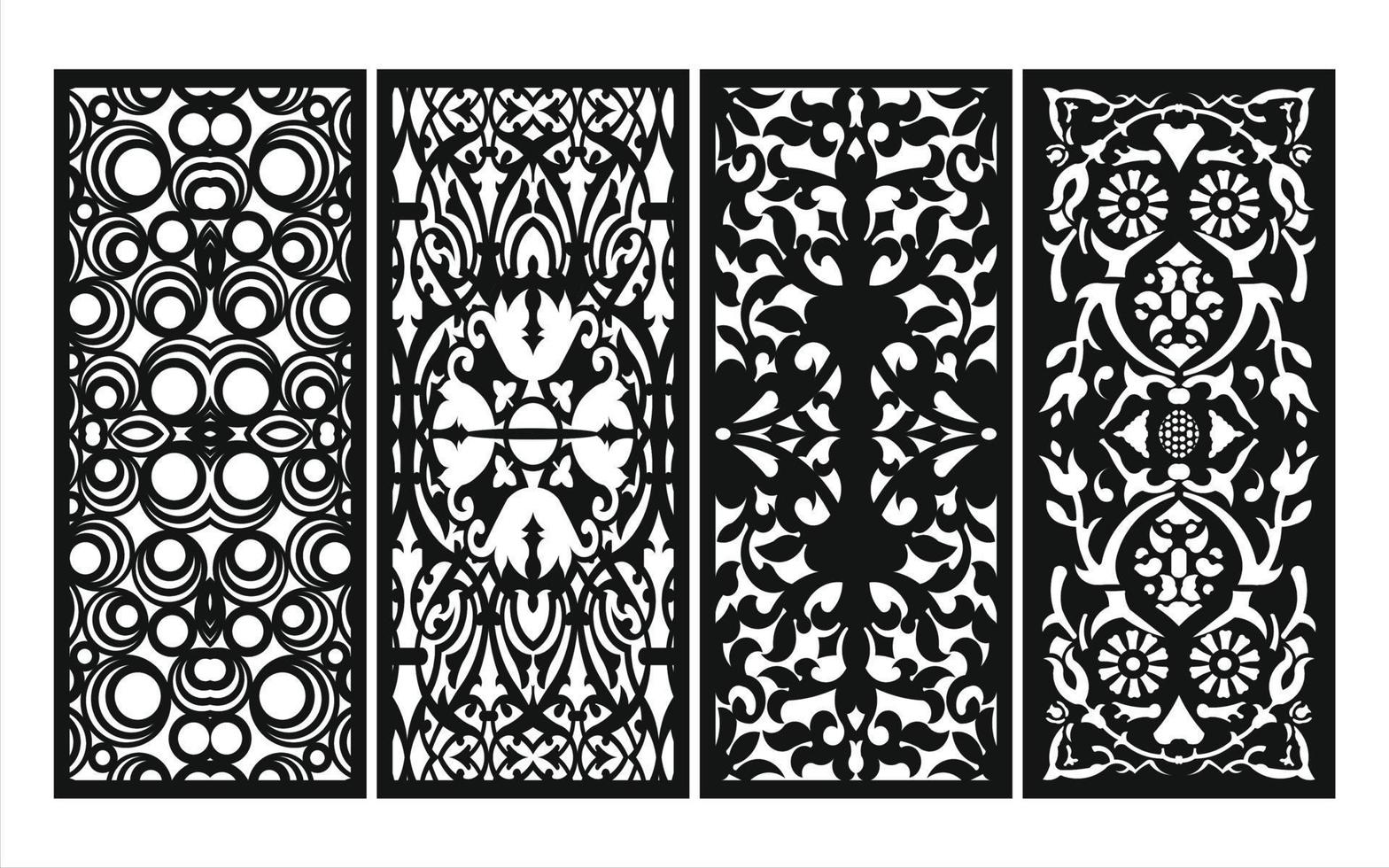 Decorative floral patterns, geometric template for cnc laser cutting vector
