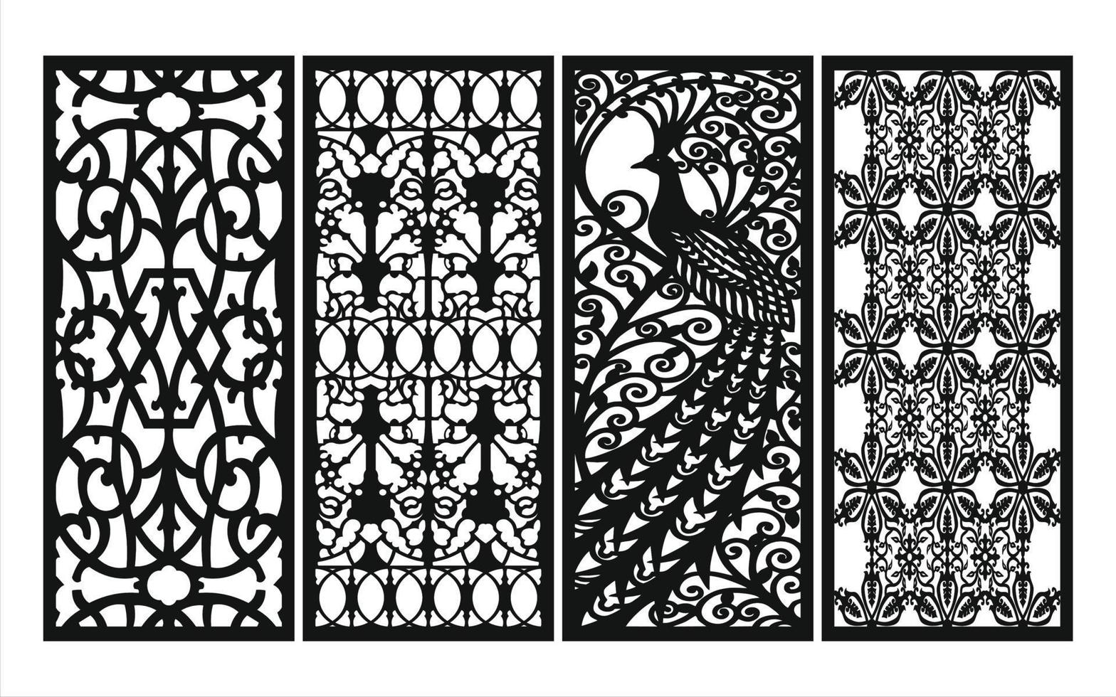 Decorative floral patterns, geometric template for cnc laser cutting vector