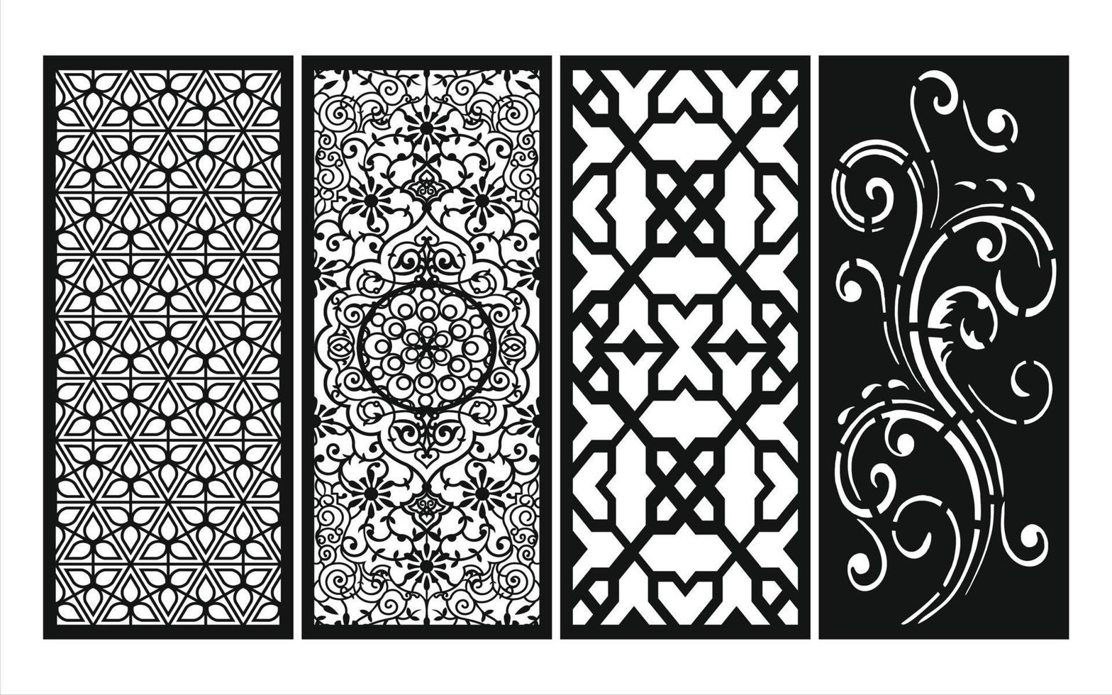 Decorative floral patterns, geometric template for cnc laser cutting vector