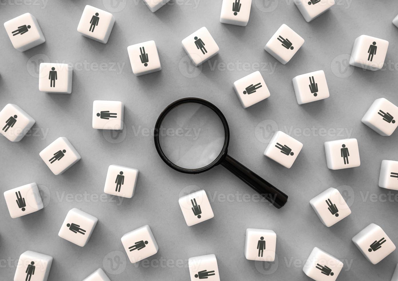 People search concept. HR seeking for new employees. Job headhunter. Human resources and the labor market. Find the right person. Identification. Search for a donor. photo