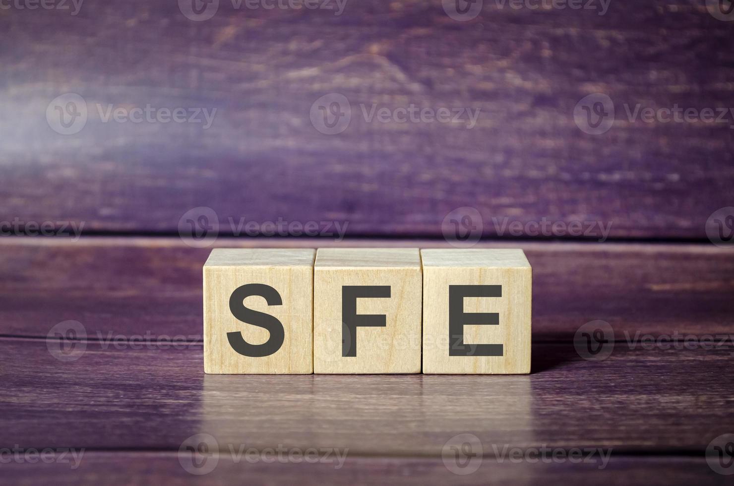 Concept image of Accounting Business Acronym SFE Sales Force Effectiveness written on white notebook photo