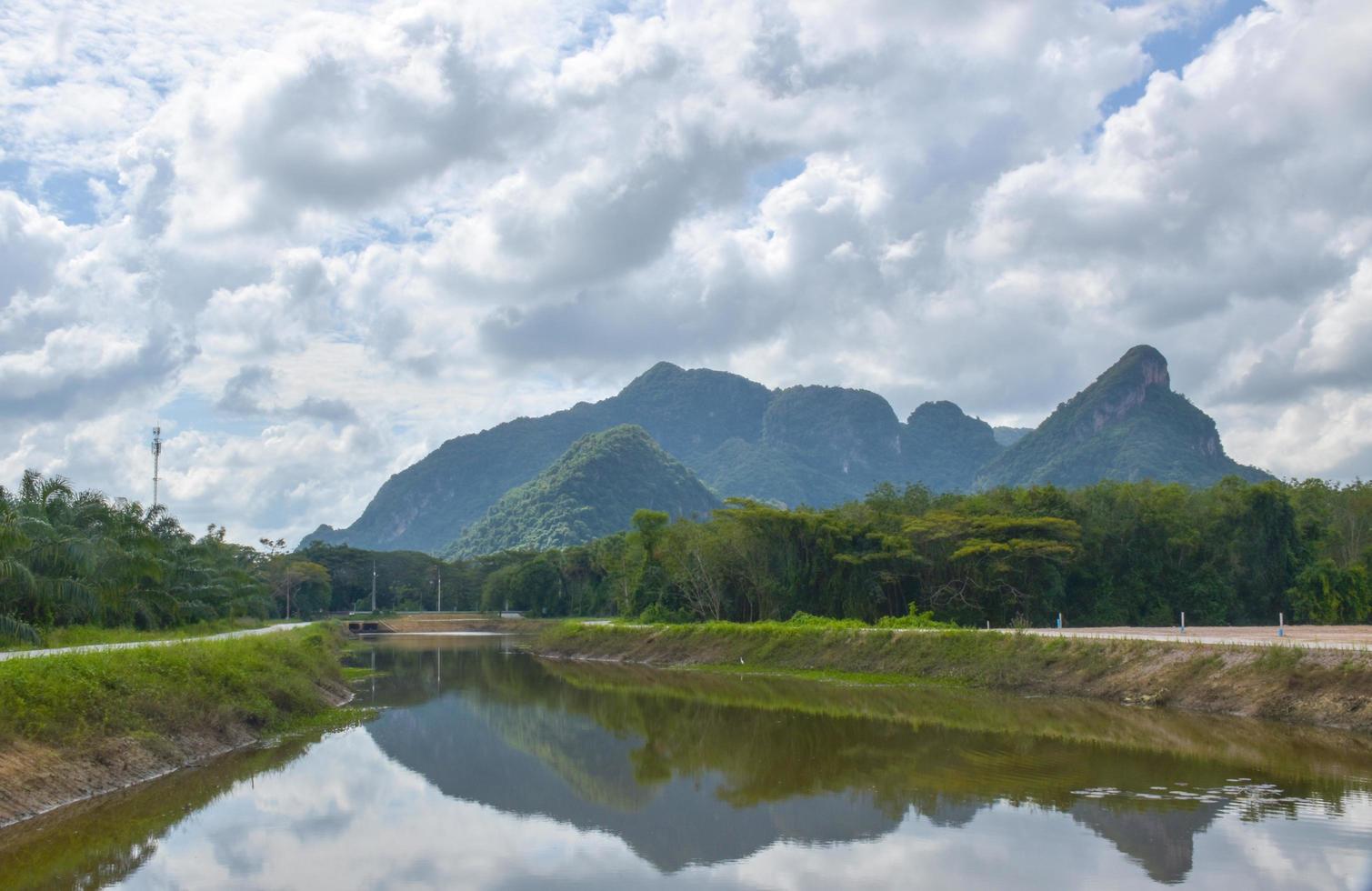 lake and mountain in morning cloud blue sky beauty nature photo