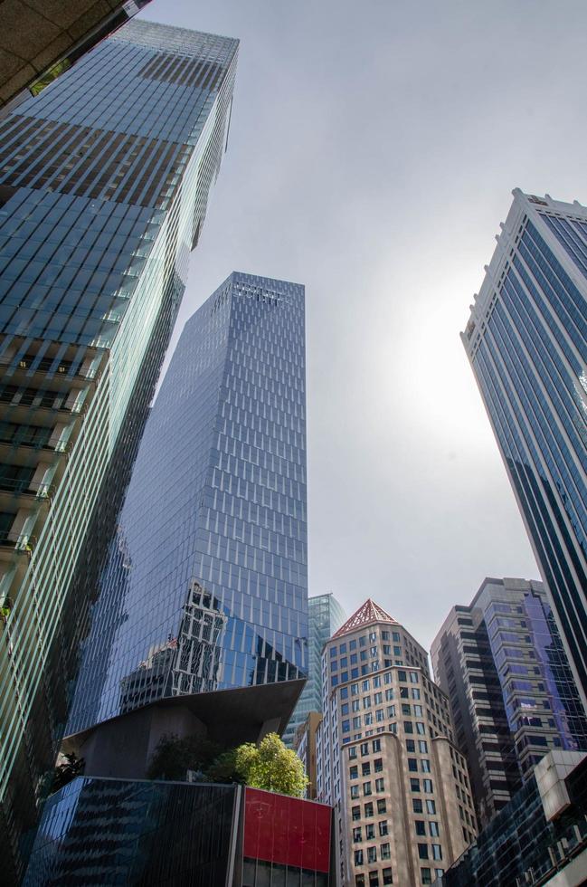 transparent glass wall of office Modern building photo