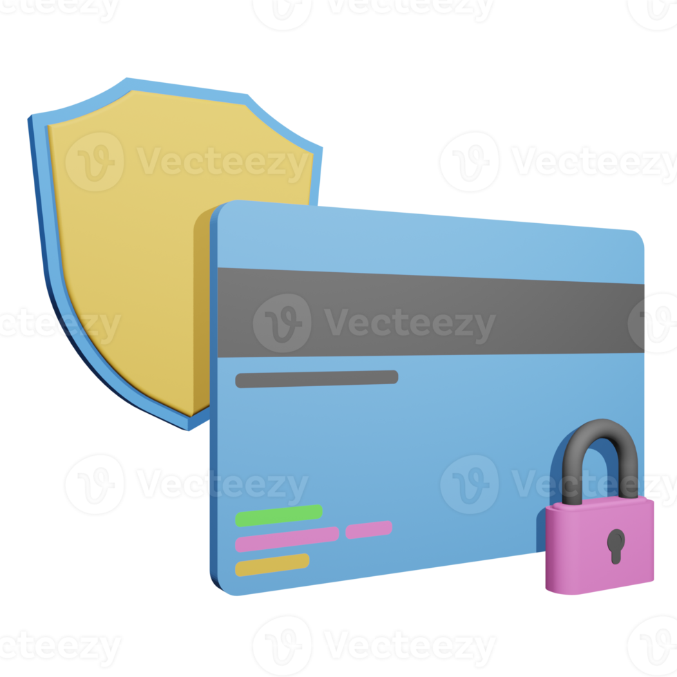 3d illustration of a secure credit card transaction png