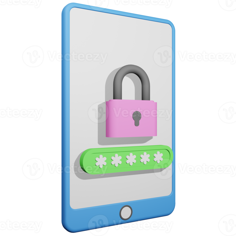 3d illustration of smart phone showing user name and password login fields png