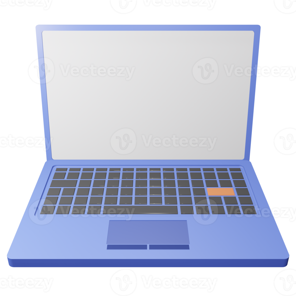 3d laptop en uitrusting icoon, kantoor benodigdheden laptop voor bedrijf png