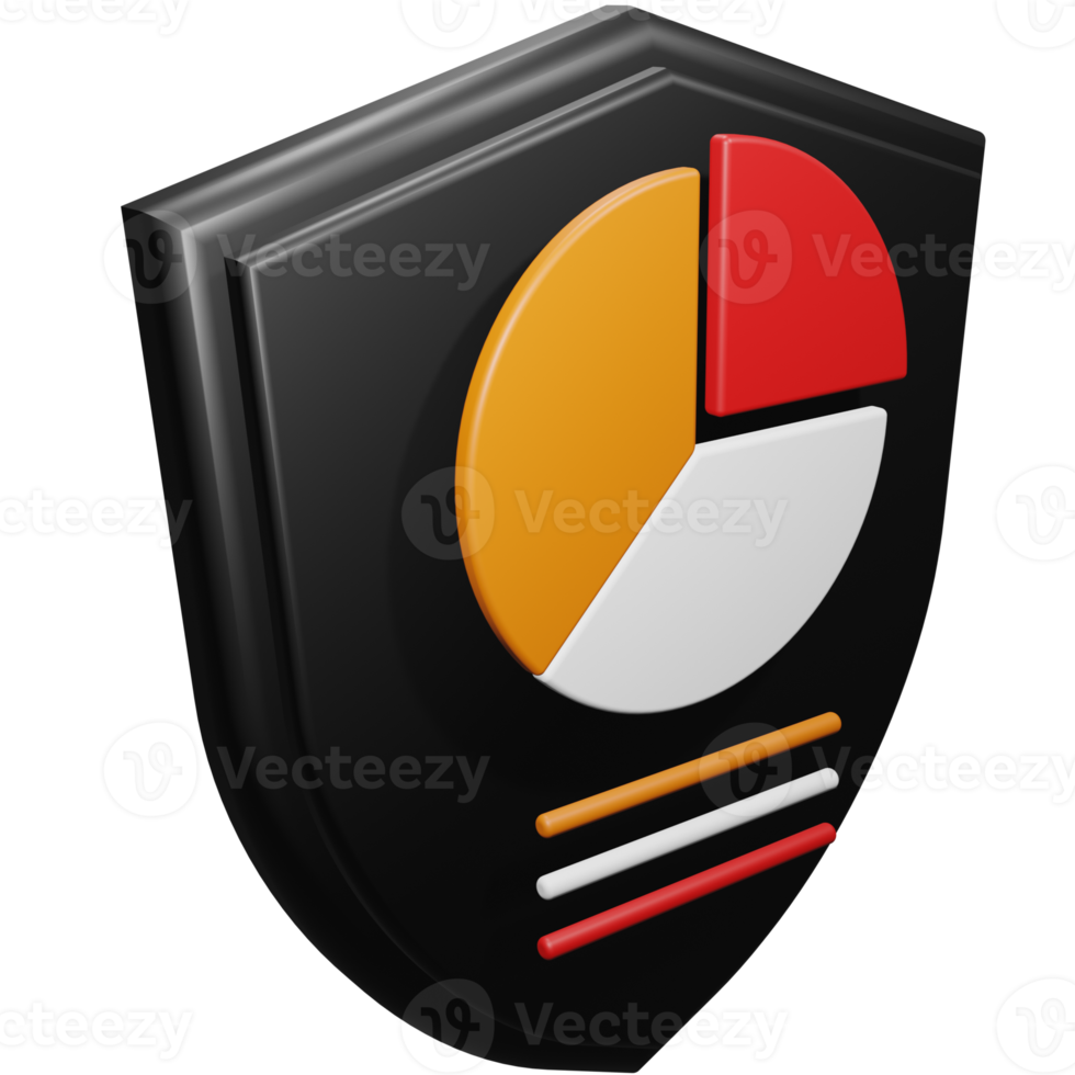 schild und kreisdiagramm 3d, geschäftsdatensicherheit und präsentation png