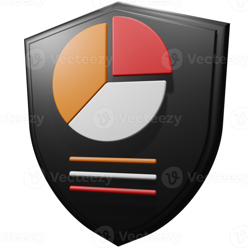shield and pie chart 3d, business data security and presentation png