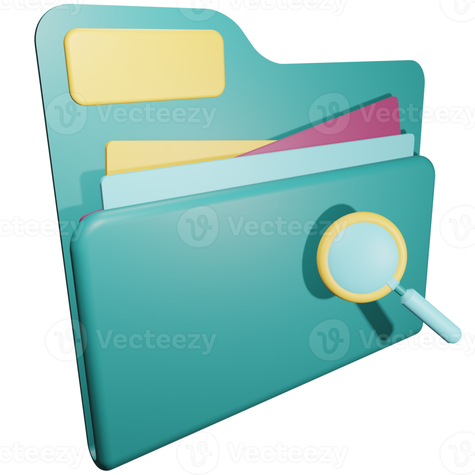 3d illustration looking for business archives and folders. business file storage png
