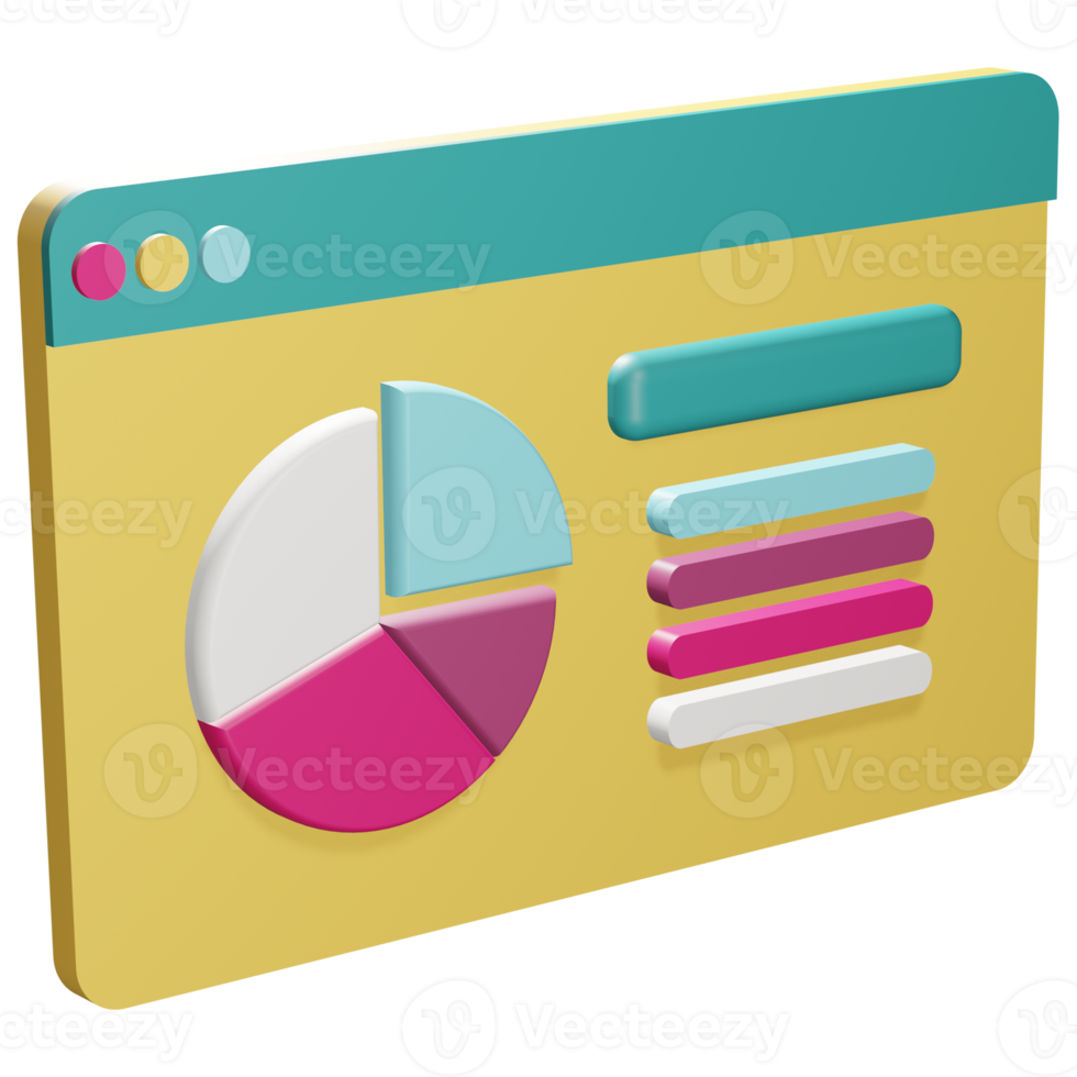 3d illustration of a computer screen showing a business presentation infographic png