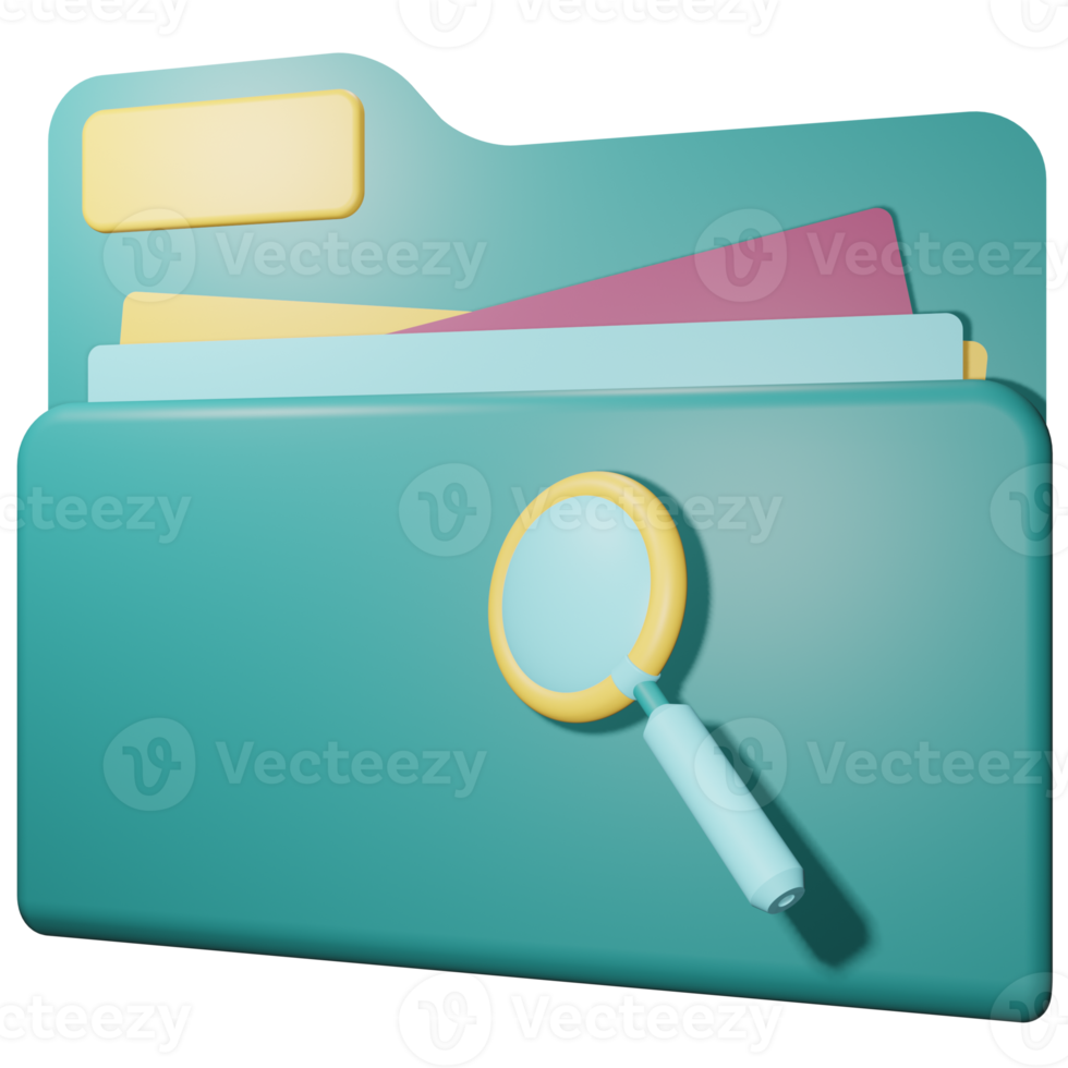 3d illustration looking for business archives and folders. business file storage png