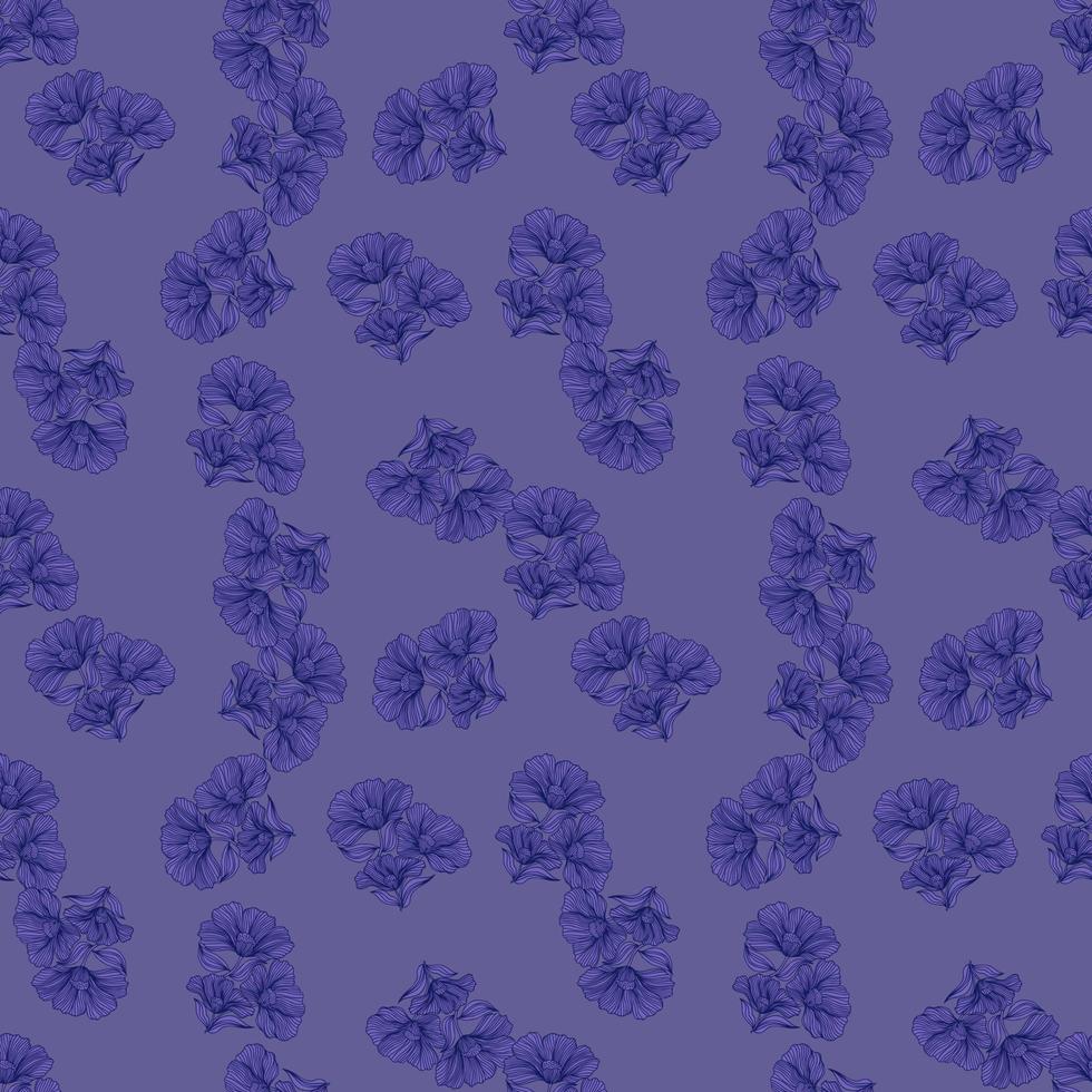 Delicate floral line seamless pattern. Vintage flower background. vector