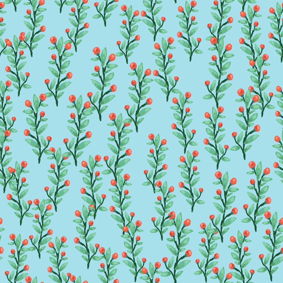 Seamless pattern with berry branches. Hand drawn wild berries floral wallpaper. vector