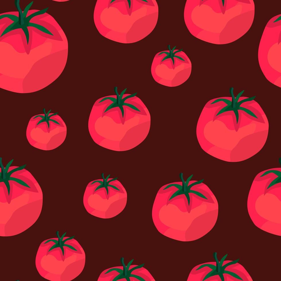 Seamless pattern with tomato. Organic vegetable wallpaper. vector