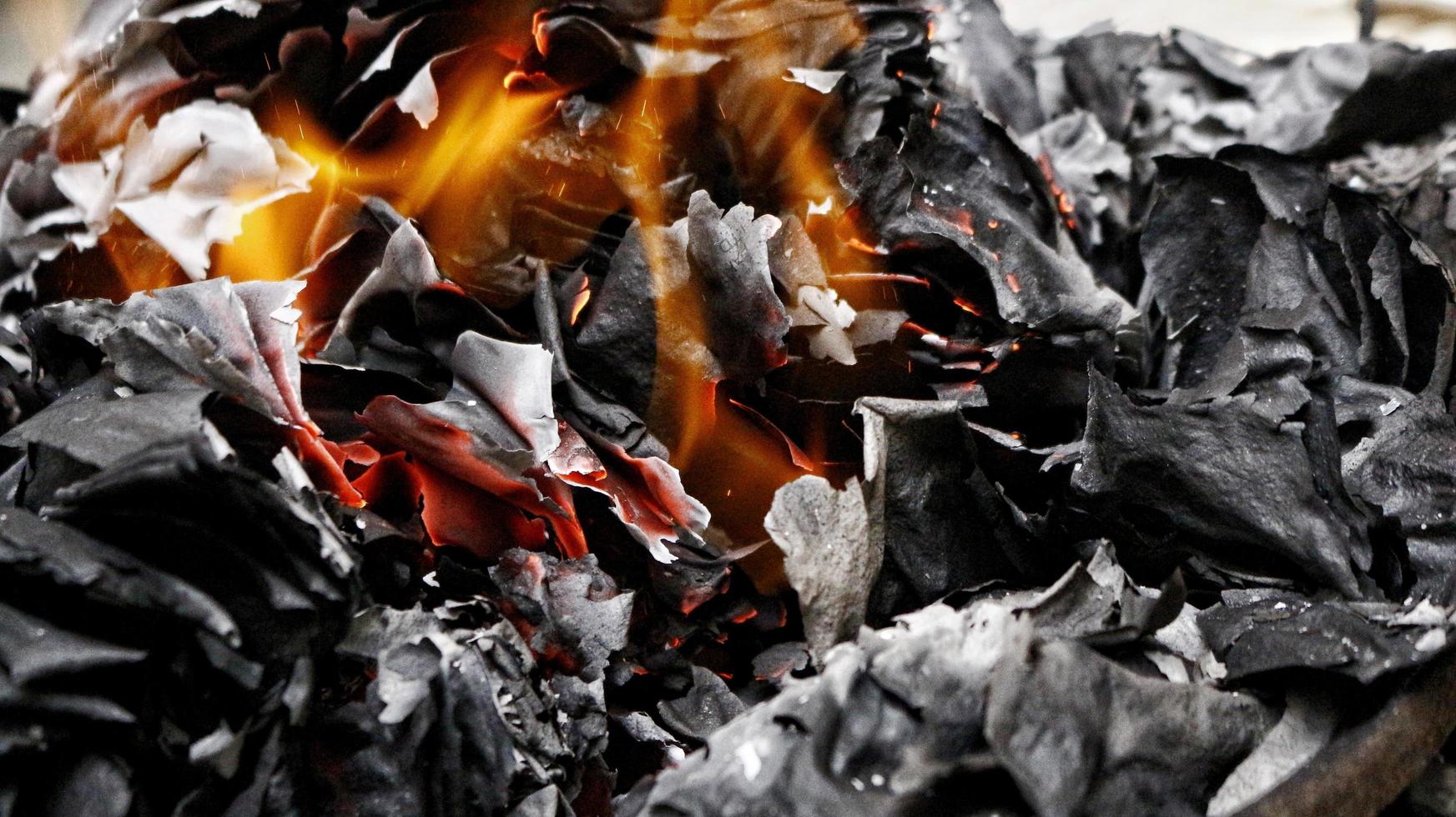 Closeup Of Paper On Fire In Karachi Pakistan 2022 photo