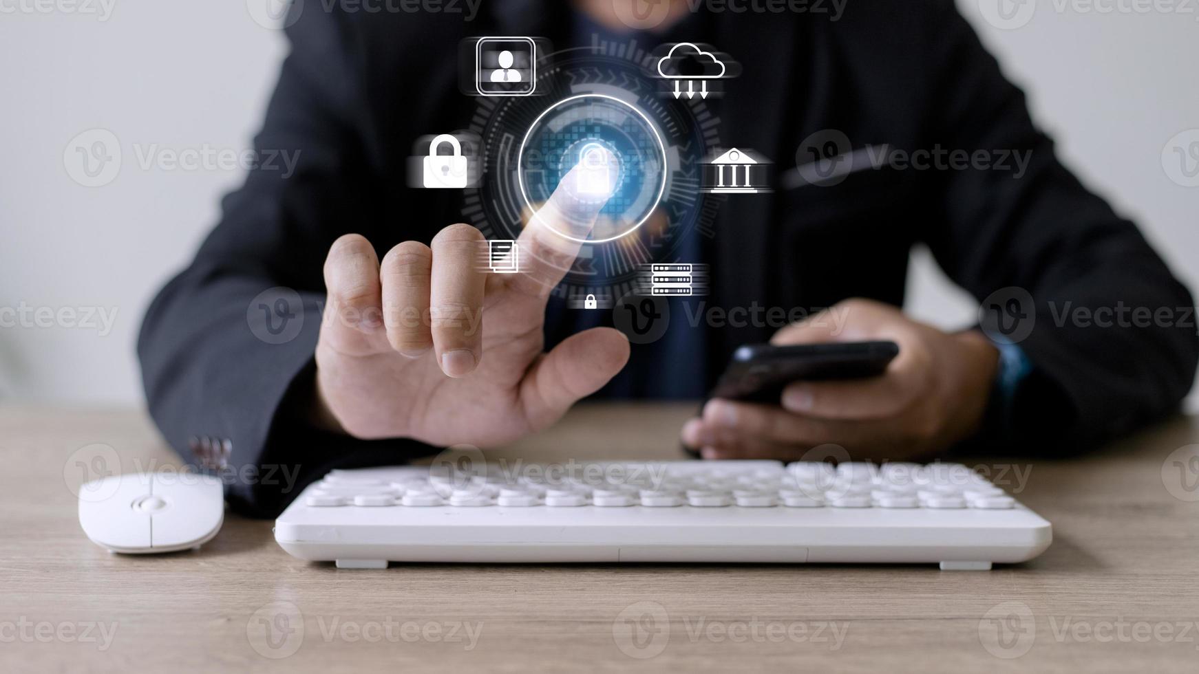 Cyber Protection Data Security Internet Privacy Internet technology concept on virtual screen. photo