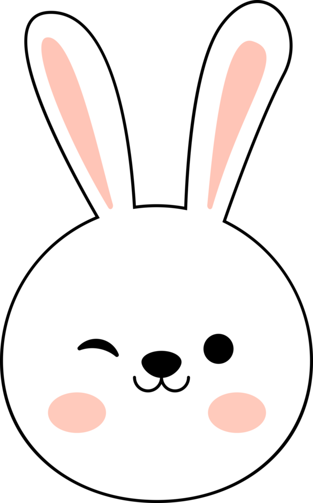 lindo personaje de cara feliz de conejo. png