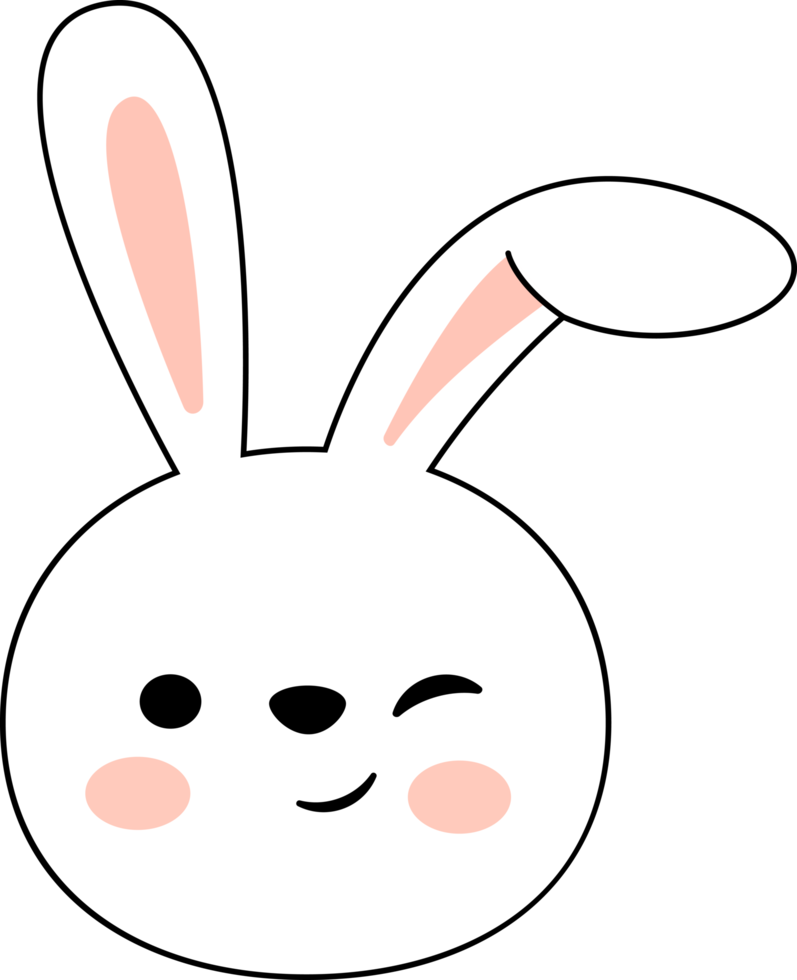 Cute rabbit happy face character. png