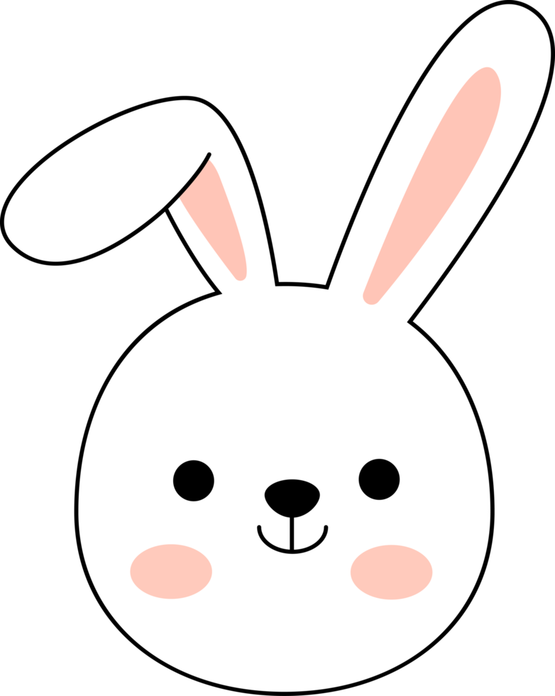 Cute rabbit happy face character. png