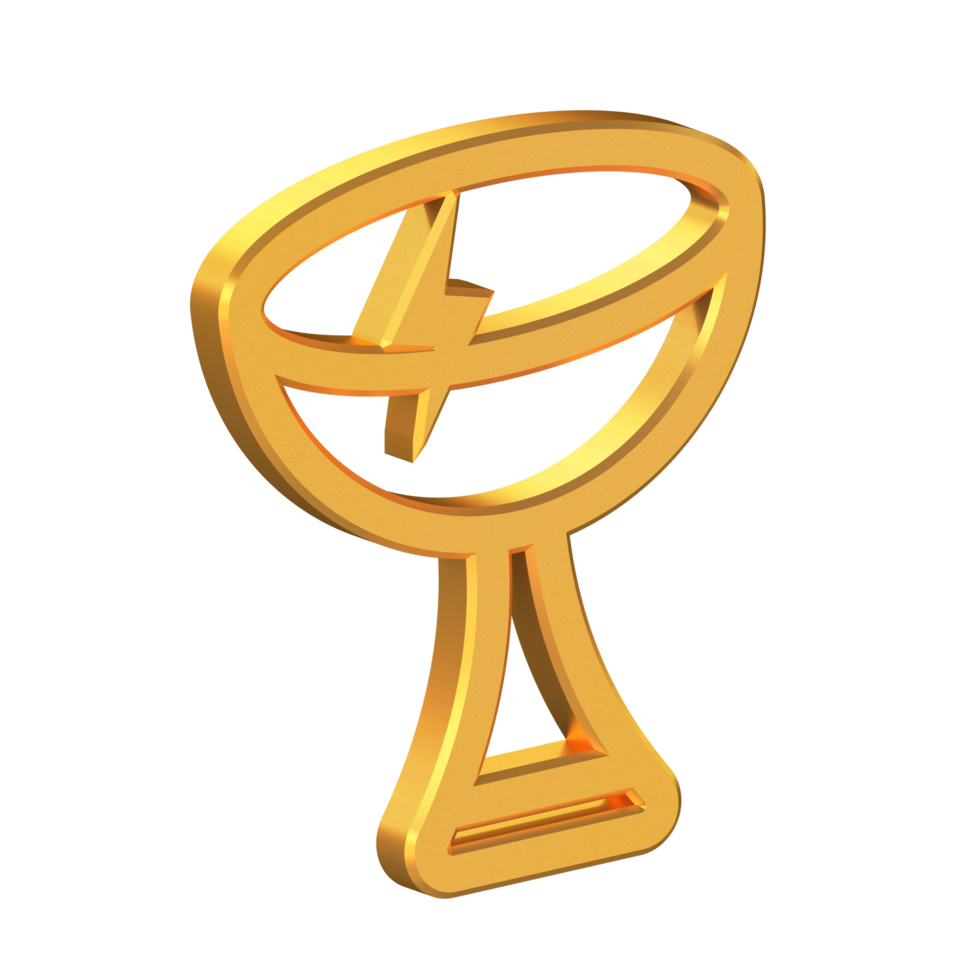 Griff mit Sorgfalt Symbol isoliert mit transparentem Hintergrund, goldene Textur, 3D-Rendering png