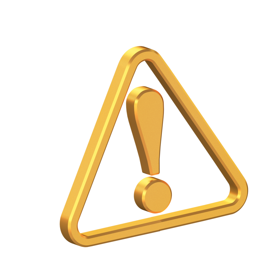 Caution, Warning 3D Icon Isolated with Transparent Background, 3D Rendering png