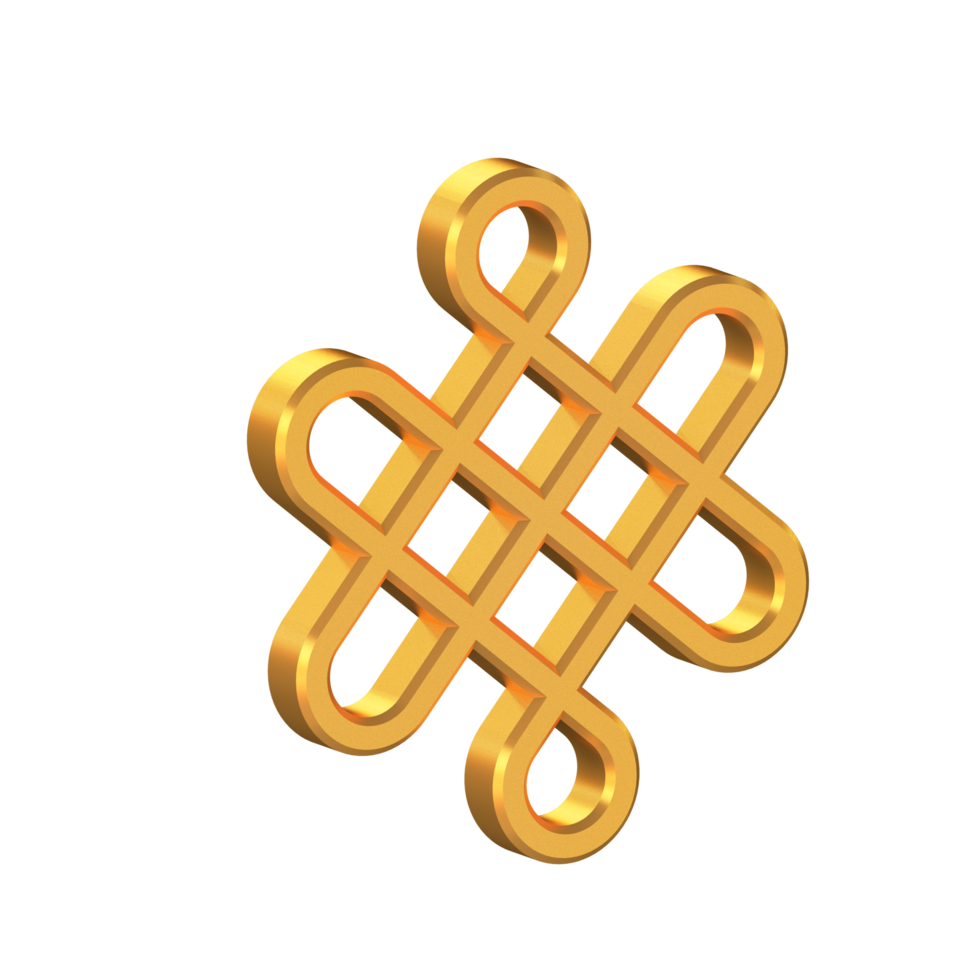 Chinese Traditional Pattern Icon Isolated with Transparent Background, Gold Texture, 3D Rendering png