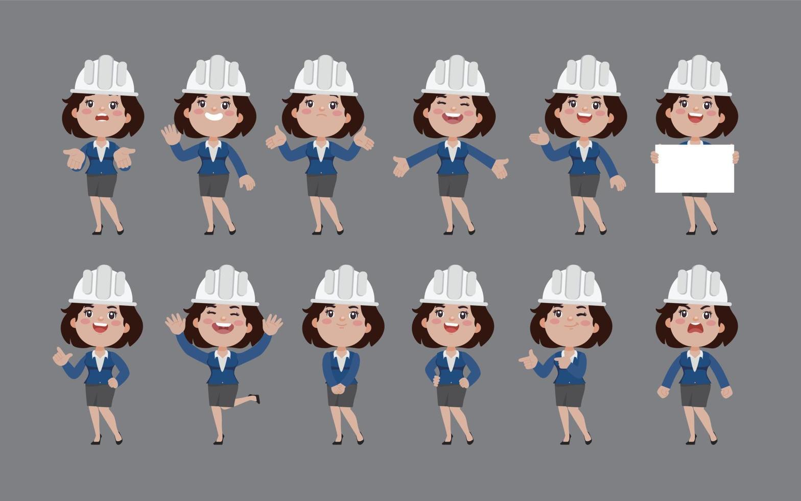 Set of engineer with different poses vector