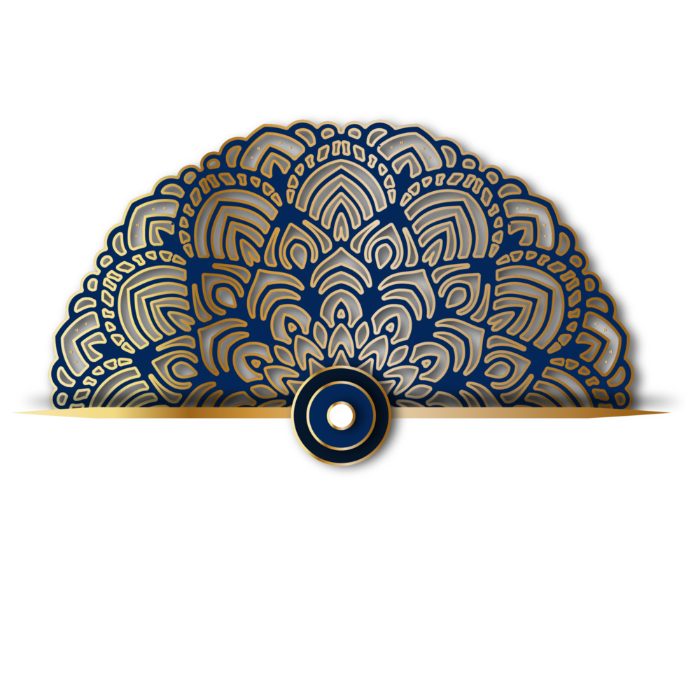 Dark Blue and Gold Mandala Ornament png