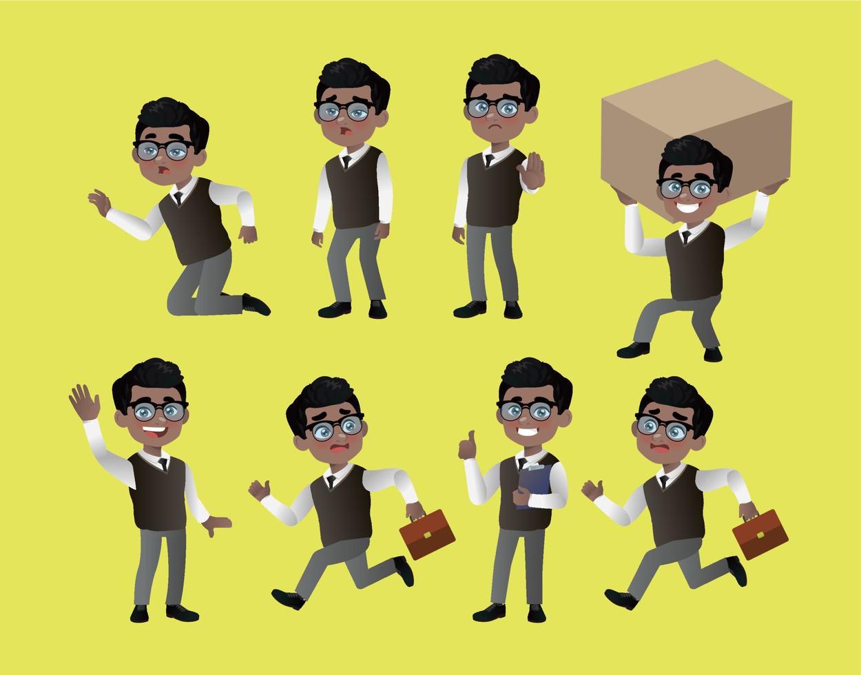 Set of business people with different poses vector