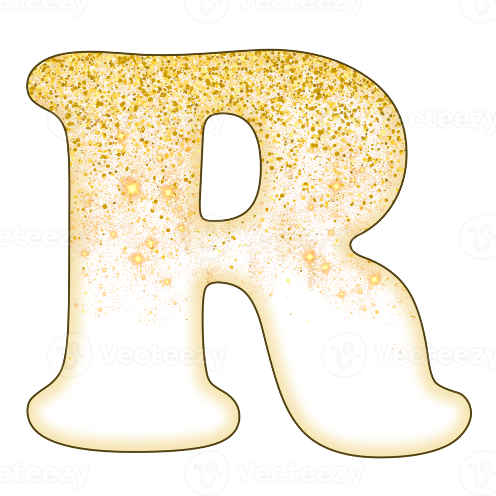 halbgoldenes Glitzeralphabet png