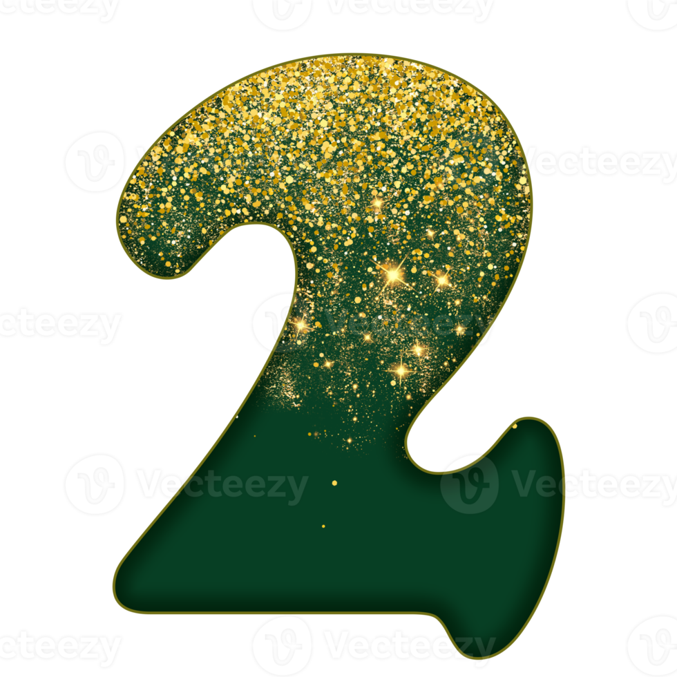 Half Gold Glitter Number png