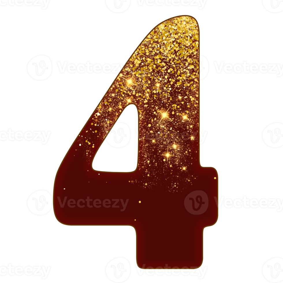 Half Gold Glitter Number png