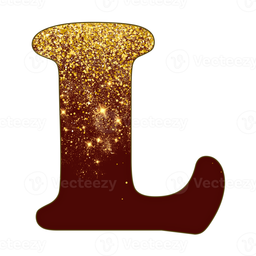 halv guld glitter alfabet png