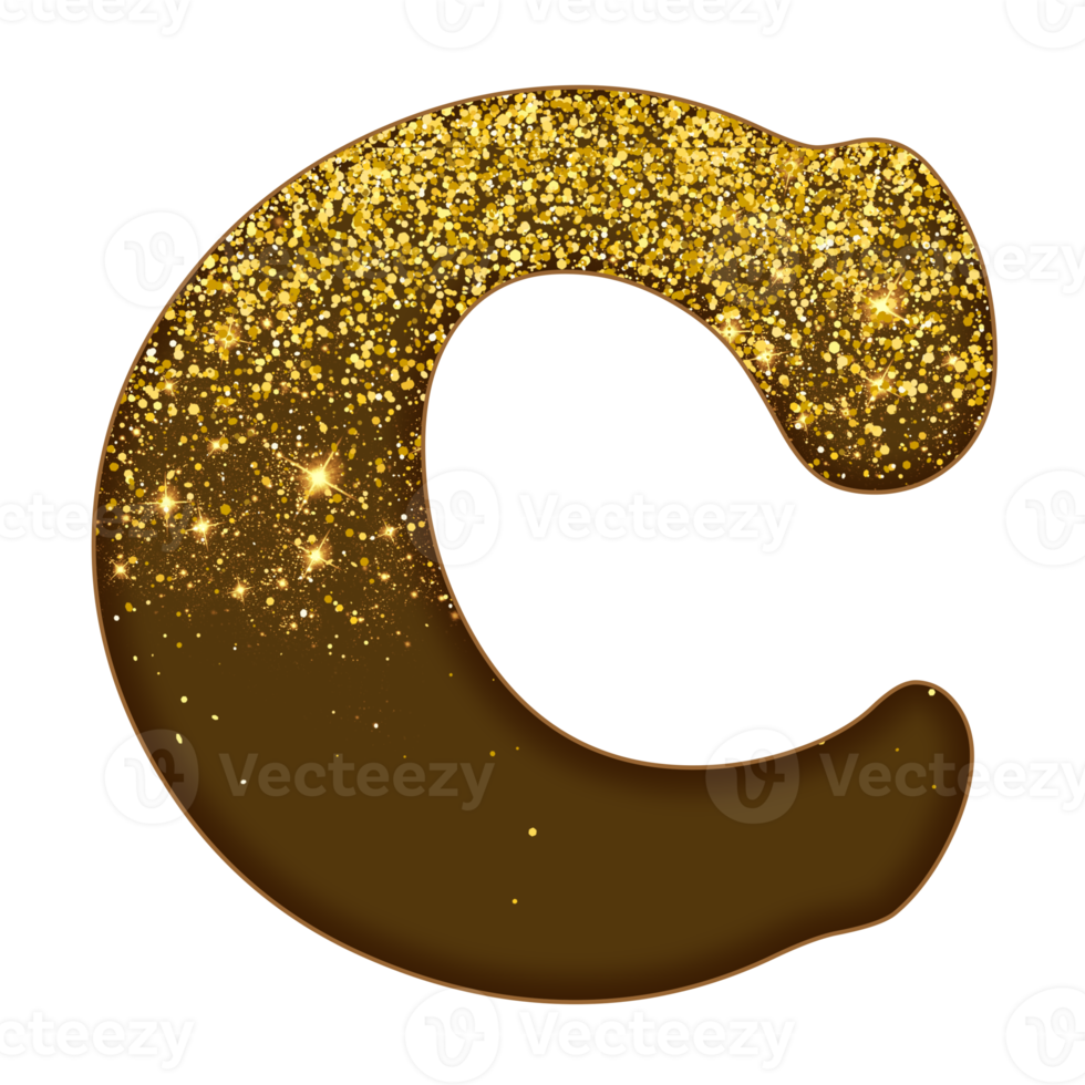 halv guld glitter alfabet png