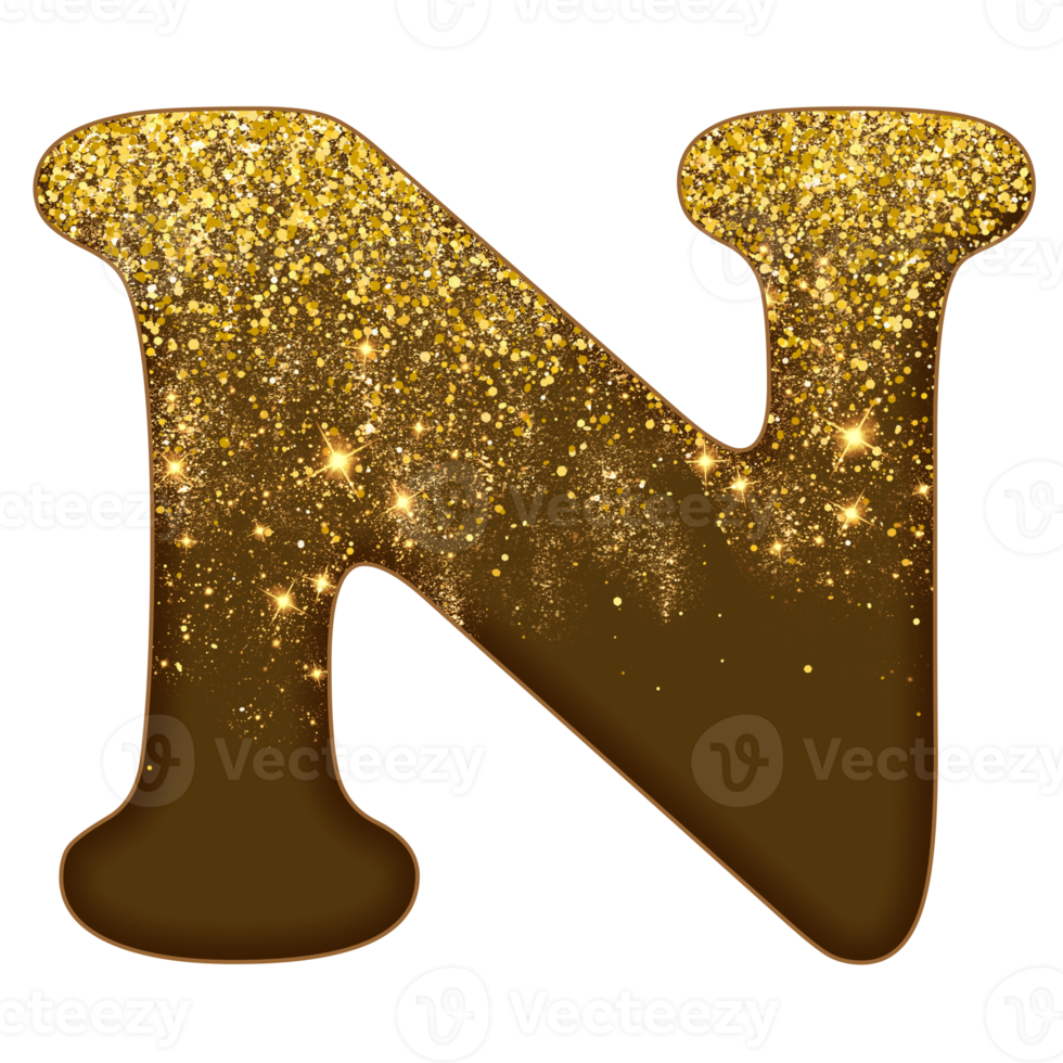 halv guld glitter alfabet png