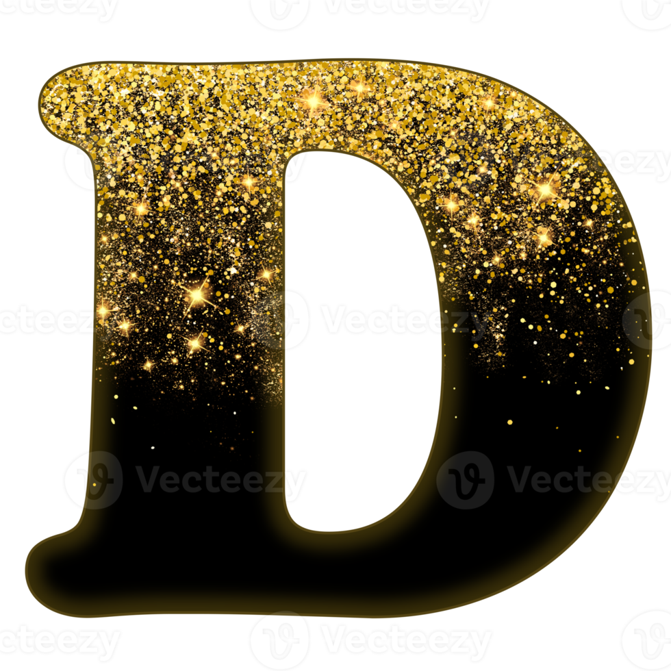 halv guld glitter alfabet png