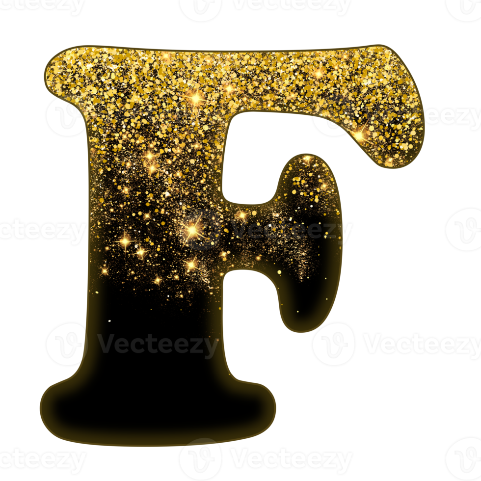 alfabeto de glitter meio dourado png