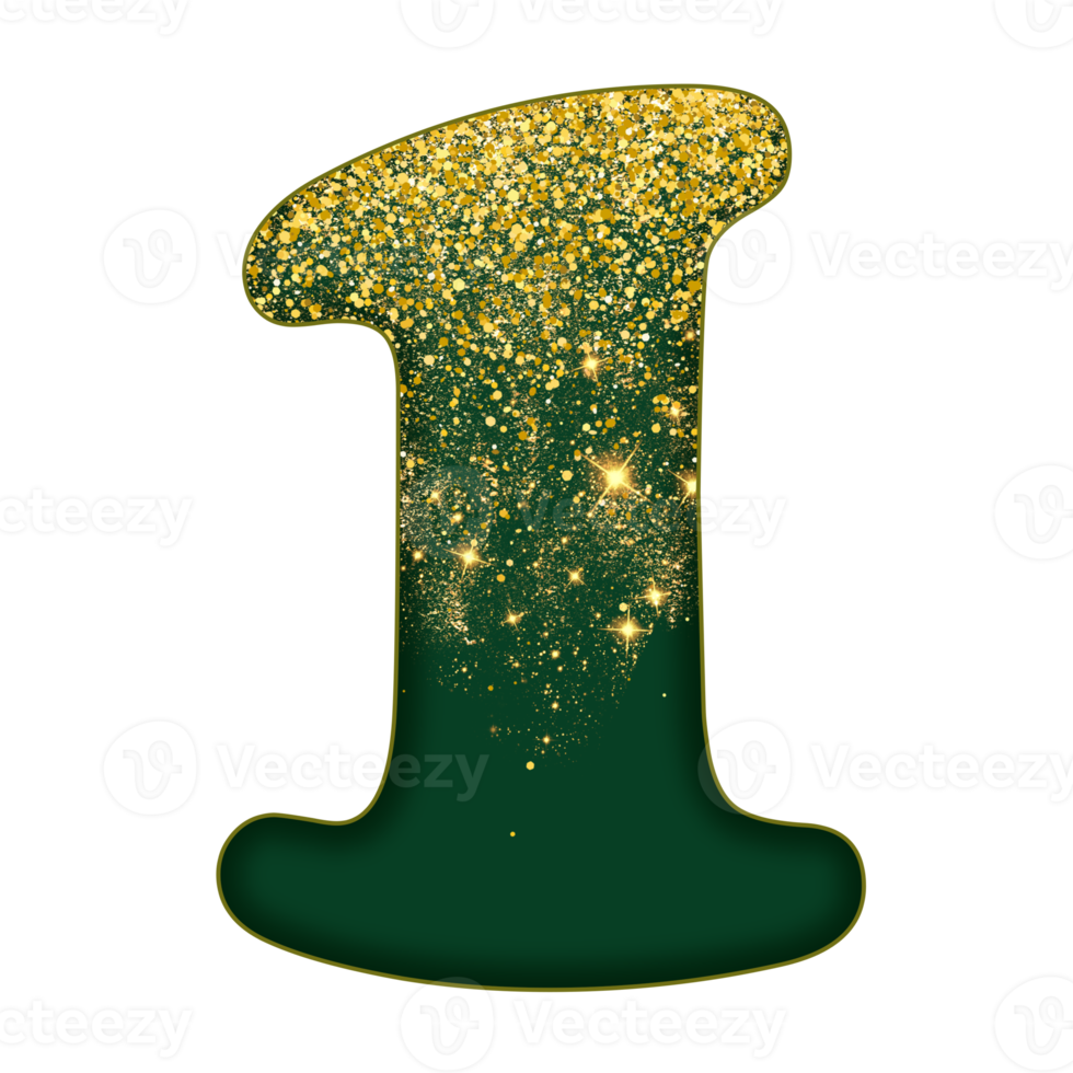 Half Gold Glitter Number png