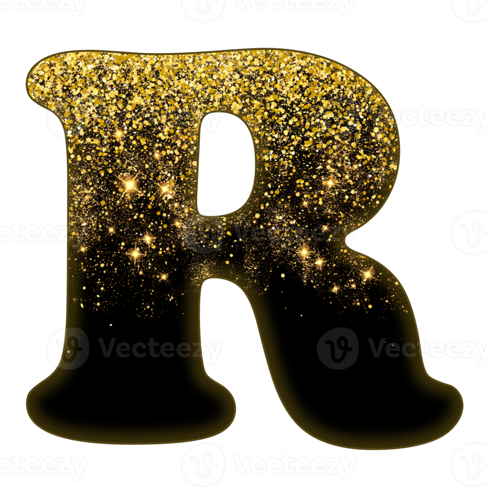 halv guld glitter alfabet png