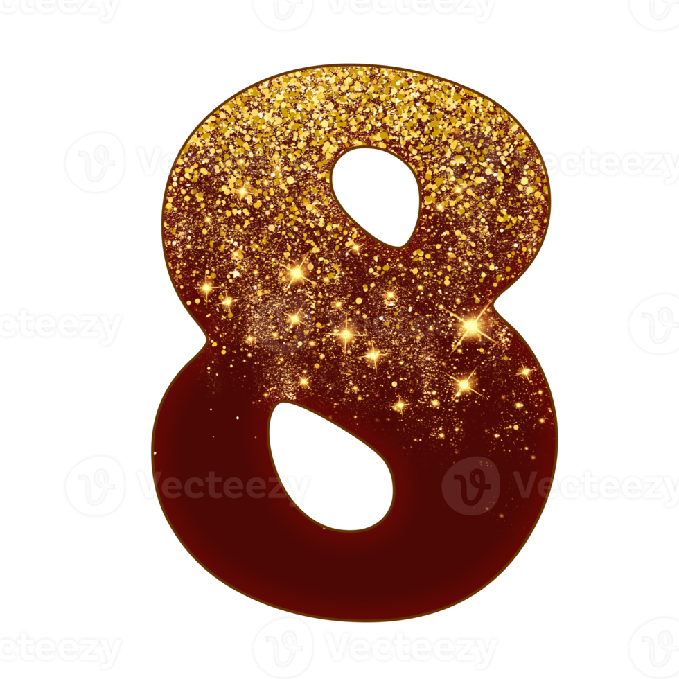 Half Gold Glitter Number png