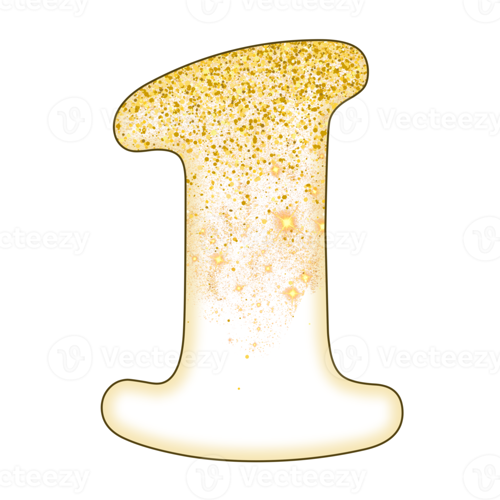 Half Gold Glitter Number png