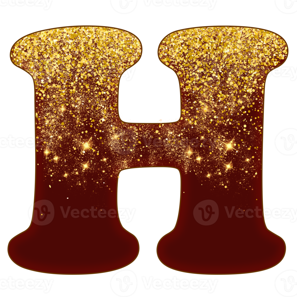 alfabeto de glitter meio dourado png