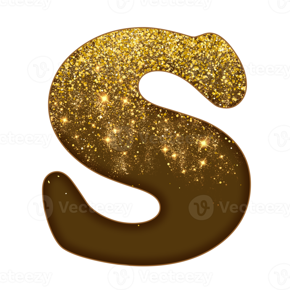 alfabeto de glitter meio dourado png