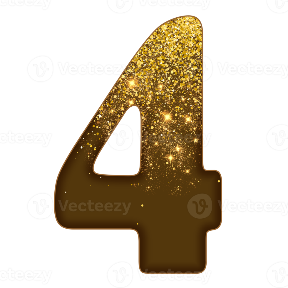 Half Gold Glitter Number png