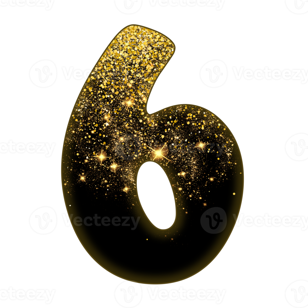 Half Gold Glitter Number png